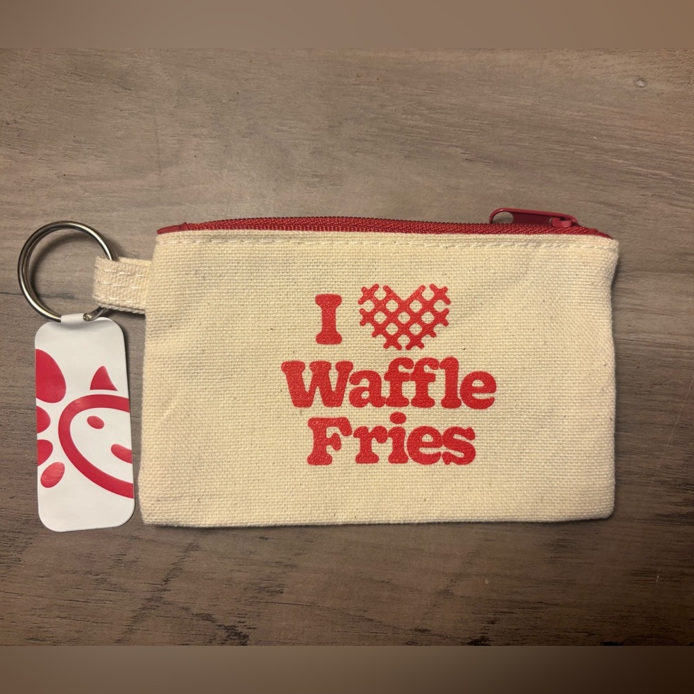 Chick Fil a Zippered keychain Pouch I Heart Waffle Fries Coin Card Purse